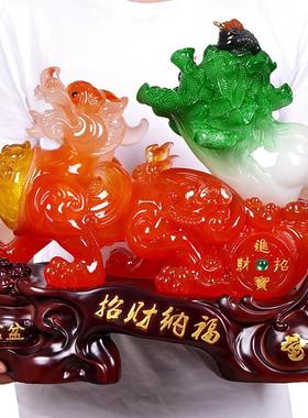 招财纳福貔貅摆件玉皮丘拉白菜客厅办公室店铺装饰工艺品开业礼物