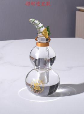 水晶葫芦摆件空心刻心经招