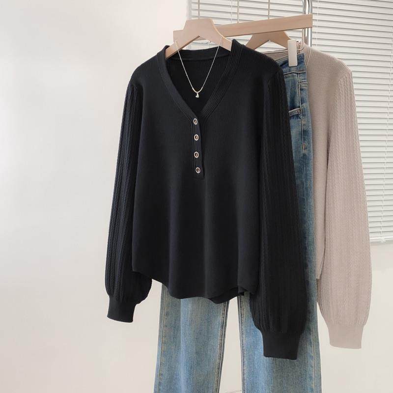 推荐大码胖mm时尚遮肉V领长袖针织衫内搭女秋季2025新款打底毛衣,淘宝优惠券,粉丝福利购,淘宝优惠卷