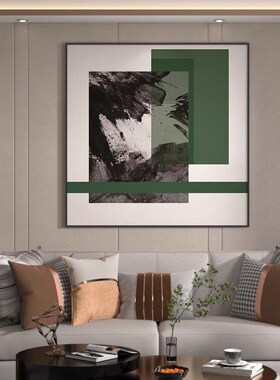 极简风高级感背景墙画玄关抽象绿色几何装饰画餐厅沙发卧室桌挂画