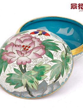 景泰蓝首饰盒粉盒特色工艺品外掐丝珐琅中式纪念品生日小礼物 白