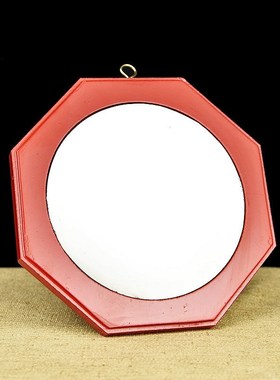 红色实木八卦镜凸镜凹镜小号大门挂件阳台凸面家用入户门窗户摆件