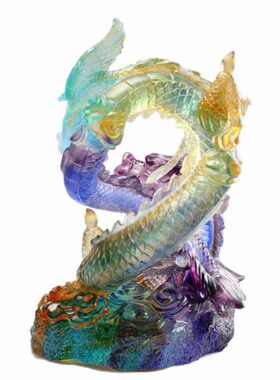 高档古法琉璃摆件JM龙凤呈祥DE3008PC婚庆礼物生日纪念日礼物