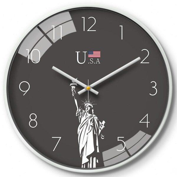 Hotel lobby front desk luxury wall clock world time zone Chinese creative flag home clock quartz clock
