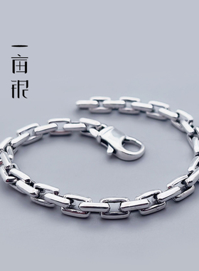 S925纯银环扣锁链条复古手链时尚