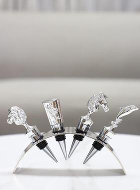 创意马头红酒瓶塞摆件组合套装家居客厅酒柜样板间圣诞瓶塞装饰品