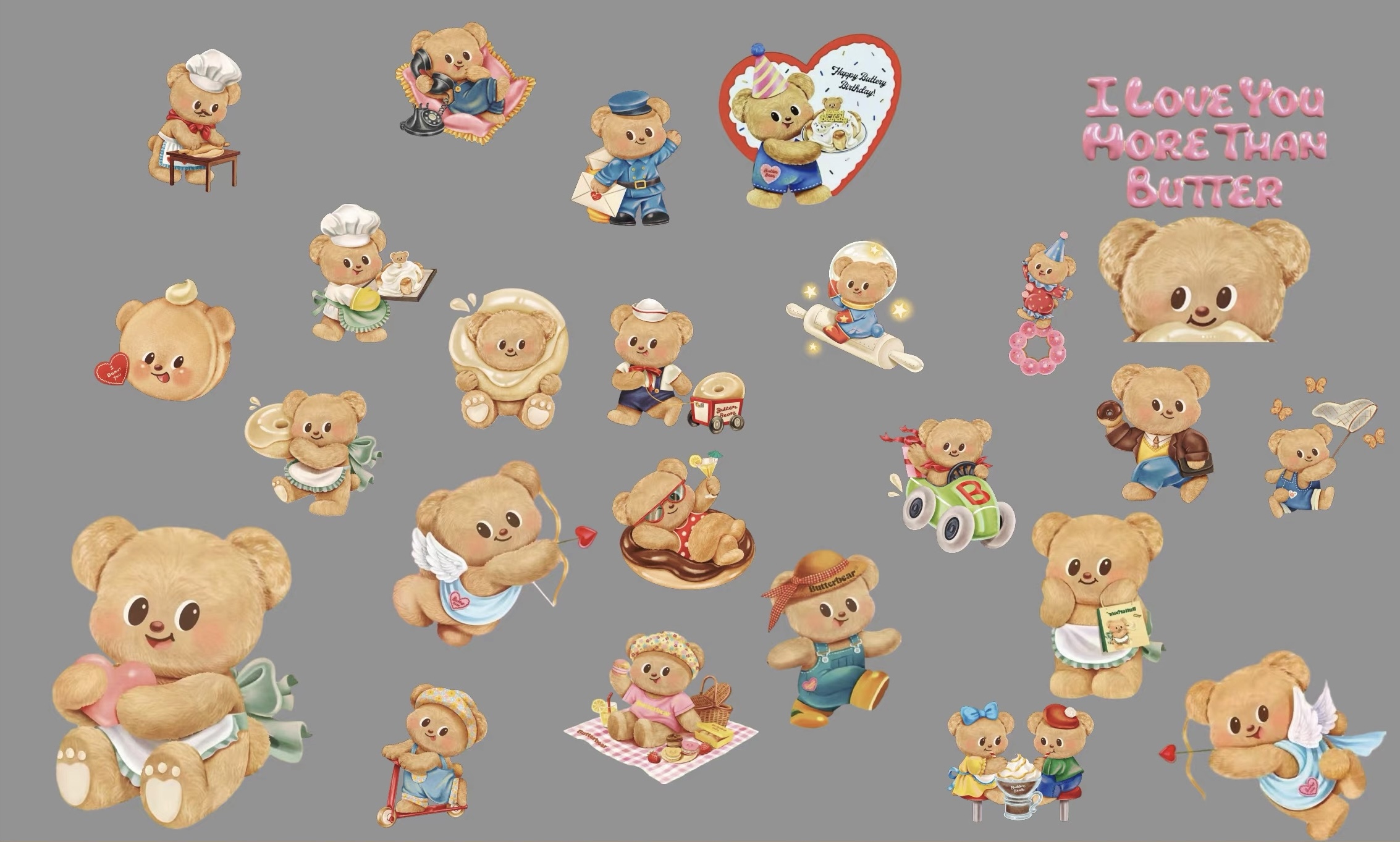 黄油小熊宝宝宴满月百天周岁生日派对迎宾牌背景设计素材非实物 - 图0