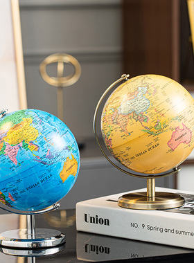 领导老板办公室桌面地球仪摆件高档E轻奢客厅电视柜玻璃酒柜装饰