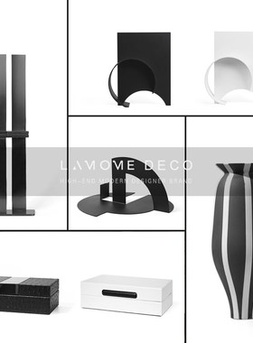 简约现代轻奢创意金属陶瓷花器摆件 样板房玄关客厅W书柜软装饰品