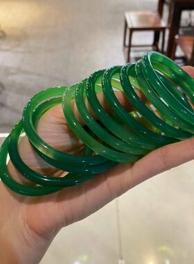 美荔枝汉服日常人红黛山【绿】天然紫玛瑙冻条冰种远条圆手镯