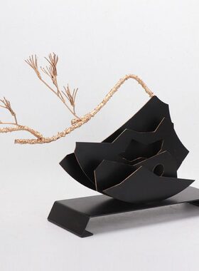 松树家居饰品禅意工艺品客厅摆件新中式装饰雕塑金属摆设隔断玄关