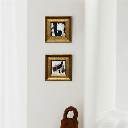 博物馆级中古f小众金箔实木框装饰画床头客厅走廊现代抽象精致挂 - 图1