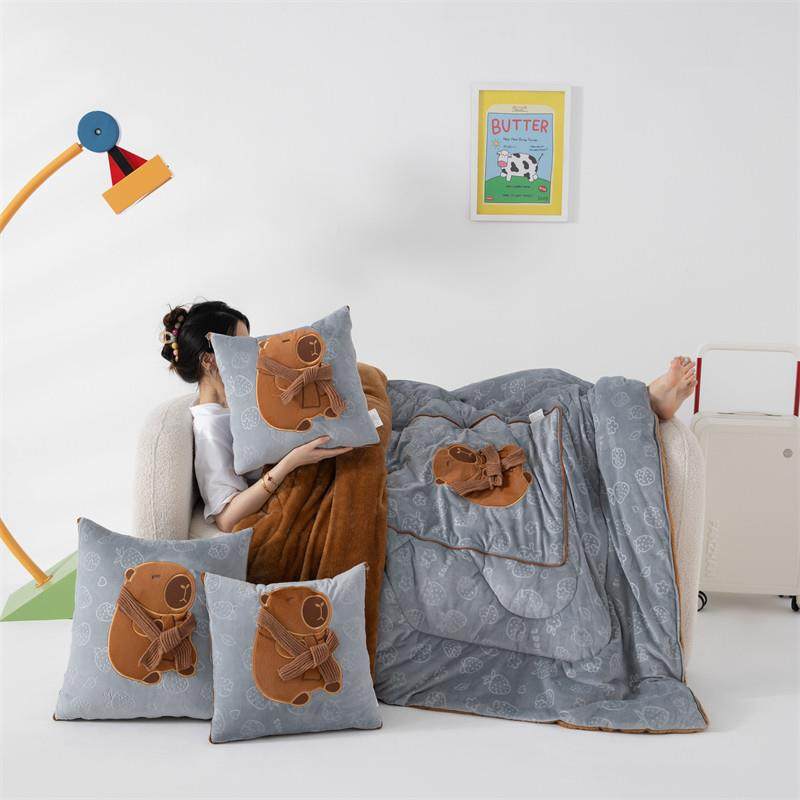 汽车抱枕被子两用车用2024新款加厚珊瑚绒车载午睡枕头毯子二合一,淘宝优惠券,粉丝福利购,淘宝优惠卷