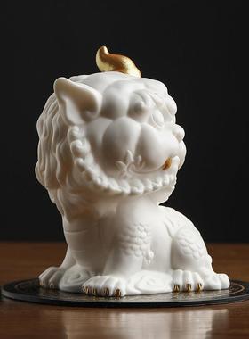 《谛听》新中式创意陶瓷办公室招财桌面摆件高级感车载汽车装饰品