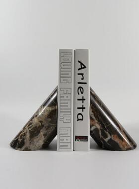 简约北欧大理石书档摆件书靠欧式现代样板间书房书桌书柜软装饰品