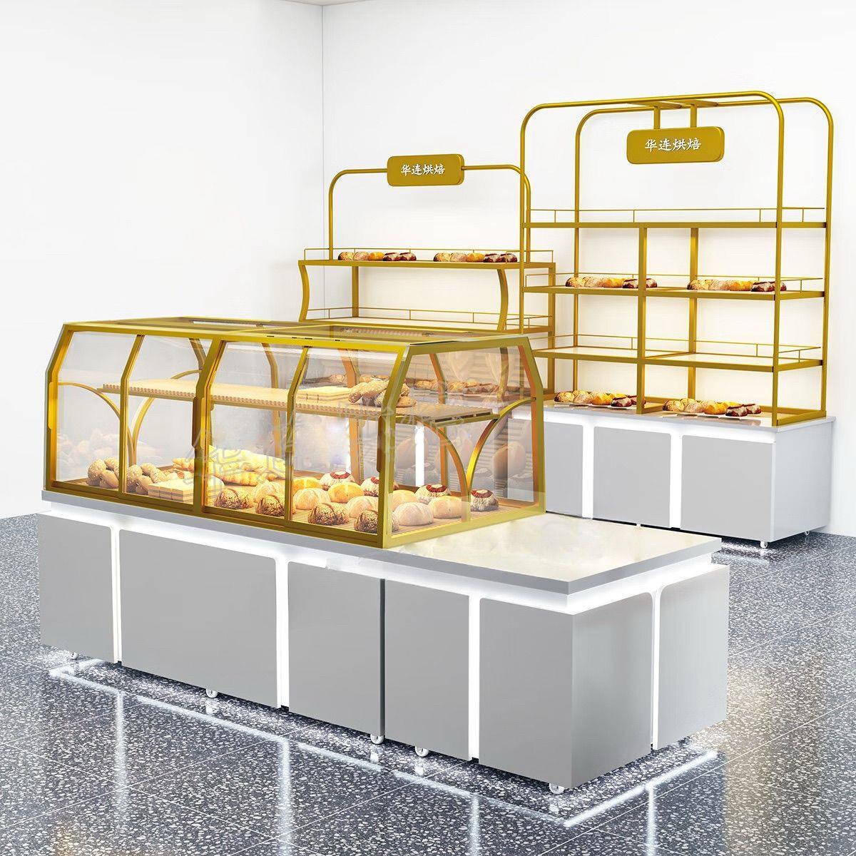 新款面包柜面包展示柜蛋糕店货架糕点展示柜中岛柜模型烘焙房边柜 - 图0