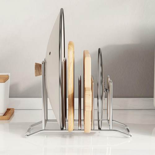 304不锈钢大菜板砧板案板放置架加厚台面厨房砧板架锅盖架子一体 - 图1