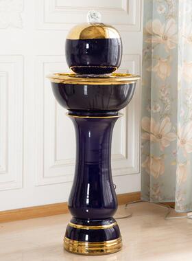 创意现代简约循环陶瓷流水器喷泉招财客厅办公室家居摆件开业礼品