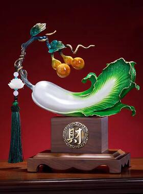 威弗列德招财高端新中式客厅办公室装饰新家乔迁礼物全铜白菜摆件