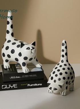 HERMOSO 波点猫咪陶瓷摆件家居饰品客厅装饰创意轻奢乔迁礼物北欧