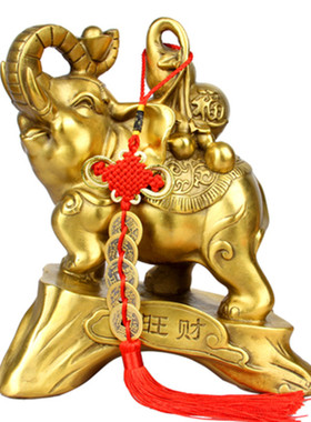 铜补靠山母子大象一对摆件吸水喷水象客厅办公室背葫芦象装饰礼品