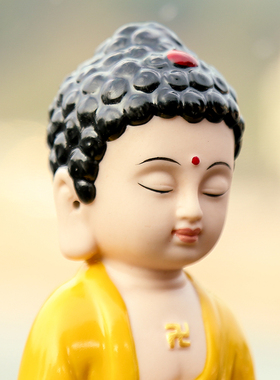 中式禅意陶瓷小如来车载摆件工艺品 家居佛像博古架装饰品 镇宅