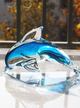 博山琉璃海豚工艺品鱼缸造景海洋动物样板间装饰品摆件纪念品礼物