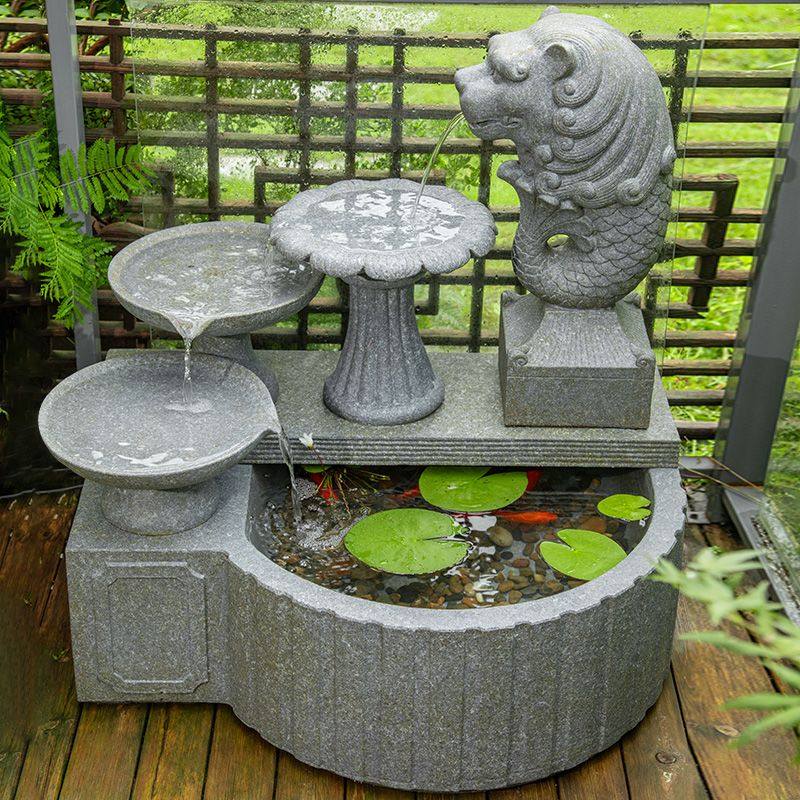 汉韵堂鱼尾狮流水摆件鱼池造景户外花园庭院阳台循环水系景观鱼缸,淘宝优惠券,粉丝福利购,淘宝优惠卷