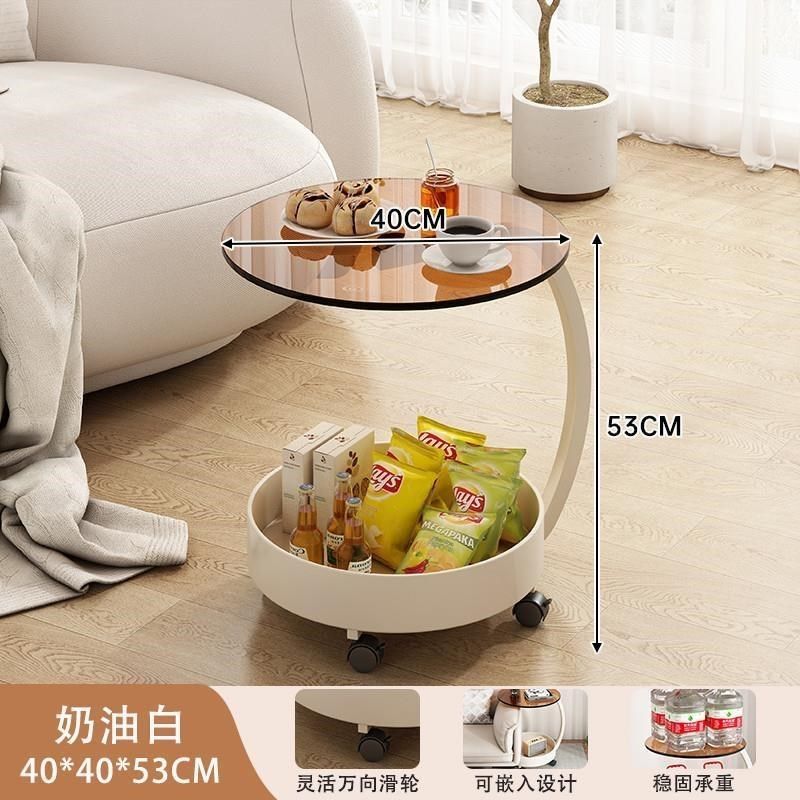 简约现代家具移动沙发边几钢化玻璃茶几现代小桌子侧边边柜小推车,淘宝优惠券,粉丝福利购,淘宝优惠卷
