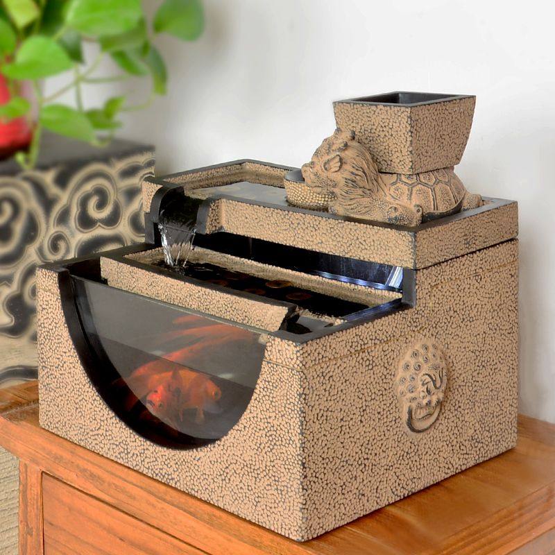 新中式流水鱼缸摆件循环水办公室客厅招财创意水景瀑布桌面装饰品,淘宝优惠券,粉丝福利购,淘宝优惠卷