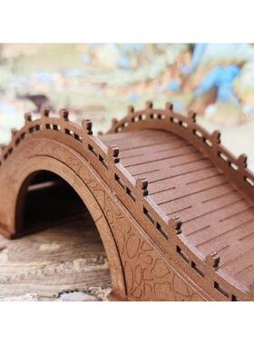 彷古实木拱桥 微景观盆景沙盘装饰摆饰 古代建筑摆景 枯山水装饰