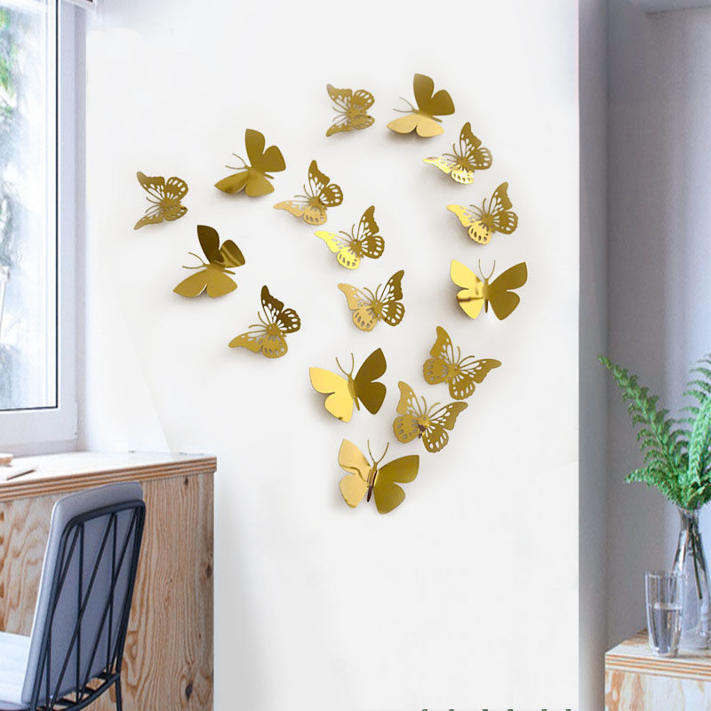 3D立体不锈钢金属蝴蝶墙贴金银色镂空婚庆房间墙壁装饰品自粘贴画,淘宝优惠券,粉丝福利购,淘宝优惠卷