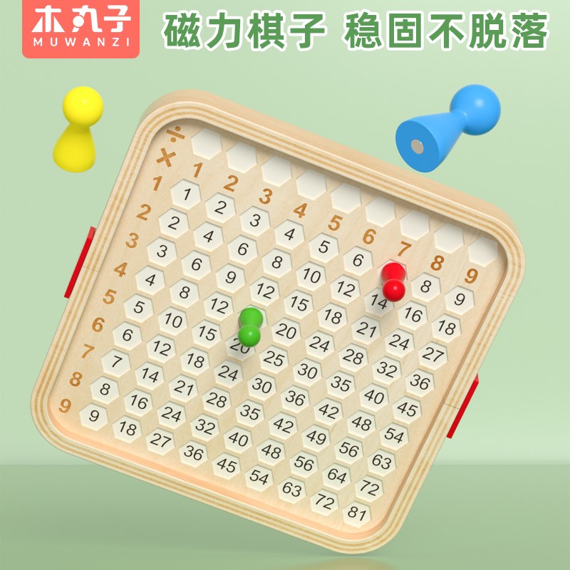 木质磁性九九乘法口诀表二年级教具99桌游启蒙小学生数学练习神器 - 图1