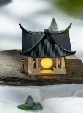 古风中式望月亭凉亭古建筑假山盆景造景小摆件流鱼缸池生态微景观