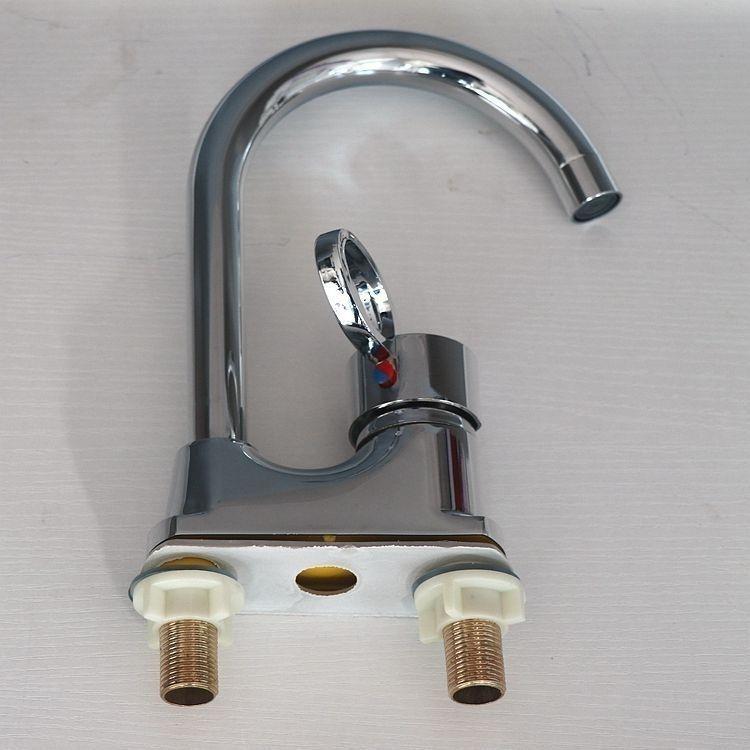 卫生间双孔冷热水水龙头全铜面盆洗脸盆旋转洗手盆三孔二合一龙头 - 图2