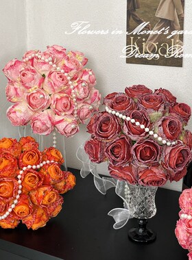 莫奈花园高级手捧花玫瑰花仿真花花束结婚拍照仿生花.假花装饰花