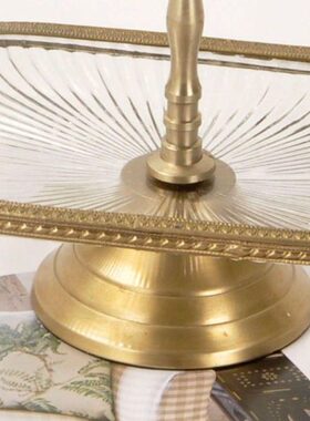 印度进口黄铜首饰展示架托盘双层收纳盘卧室桌面小饰品摆件道具