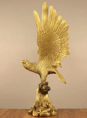 纯铜大展宏图老鹰雄鹰摆件办公室大鹏展翅客厅家居铜鹰装饰工艺品