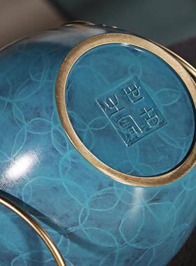 黄铜聚宝盆禅意摆件家用中式客厅玄关装饰品工艺品大号铜缸黄铜