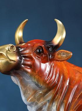 东方禧牛势来财全铜牛摆件家居客厅办公室桌面酒柜装饰品商务礼品