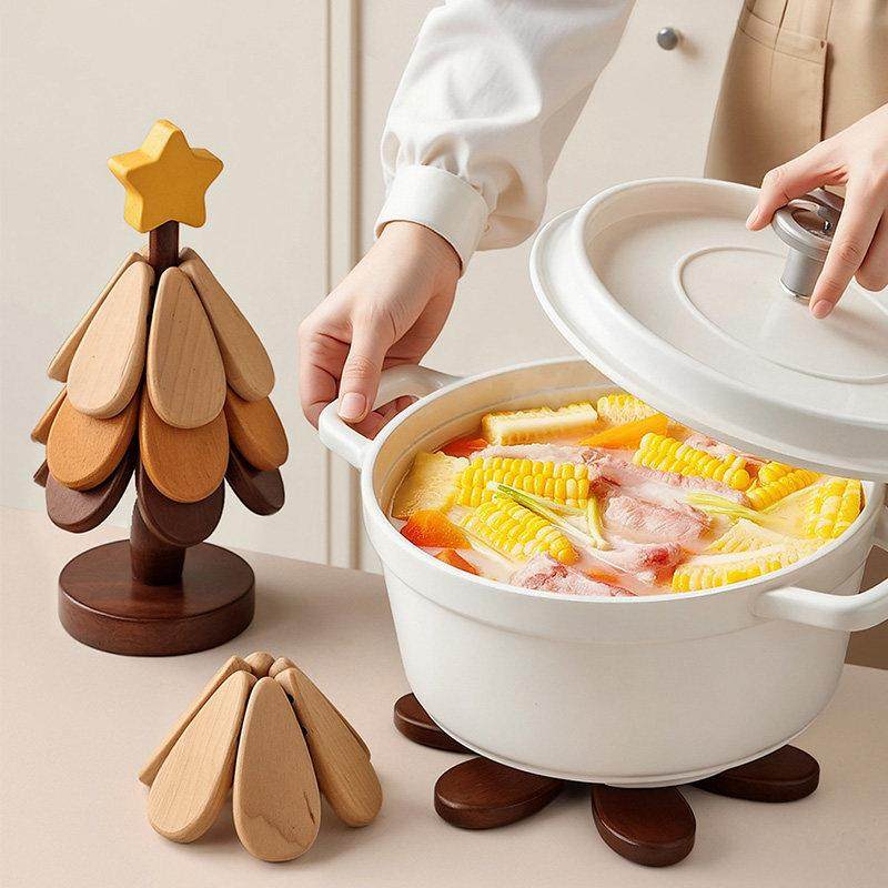 耶诞树隔热垫餐桌摆件创意一棵树实木防烫锅垫耐高温杯碗垫装饰品,淘宝优惠券,粉丝福利购,淘宝优惠卷