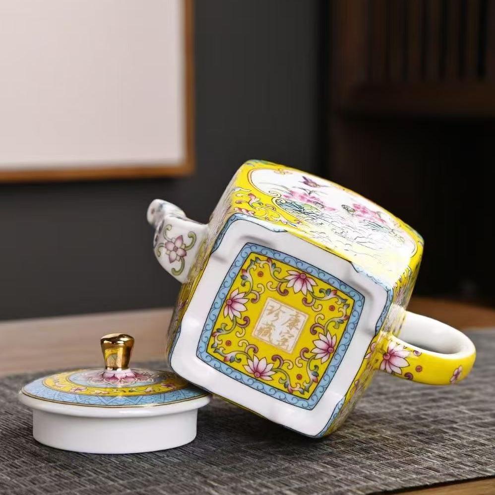 Enamel tea set gift box travel portable one pot two cups outdoor household filter teapot tea cup living room personal