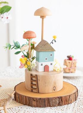 阿楹 精致房子蘑菇摆件高级小众工位洞洞板女生礼物装饰治愈家居