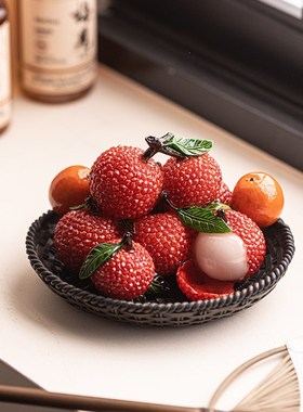 新中式玄关摆件客厅招财荔枝书房办公室酒柜装饰品W开店开业礼物