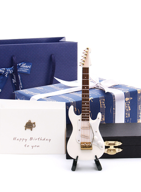 木制迷你电吉他模型摆件家居送老师男女朋友生日礼物1T/6兵人BJD