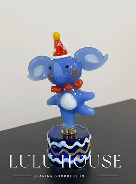 易博釉面手工h马戏团旋转小动物饰品可爱电视柜入口装饰礼品