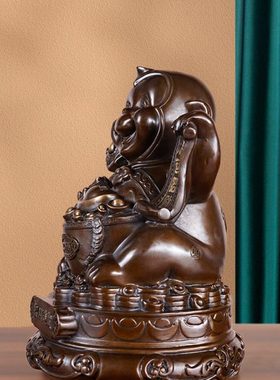 巩福海 黄铜猴子摆件 全铜元宝如意猴家居装饰摆件铜十二生肖猴子