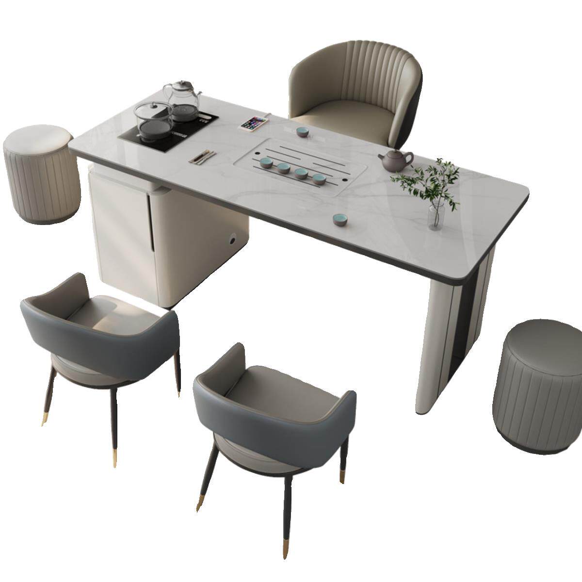 Slate tea table 2025 new high-end tea set tea table complete set of tea table office reception tea table and chair combination