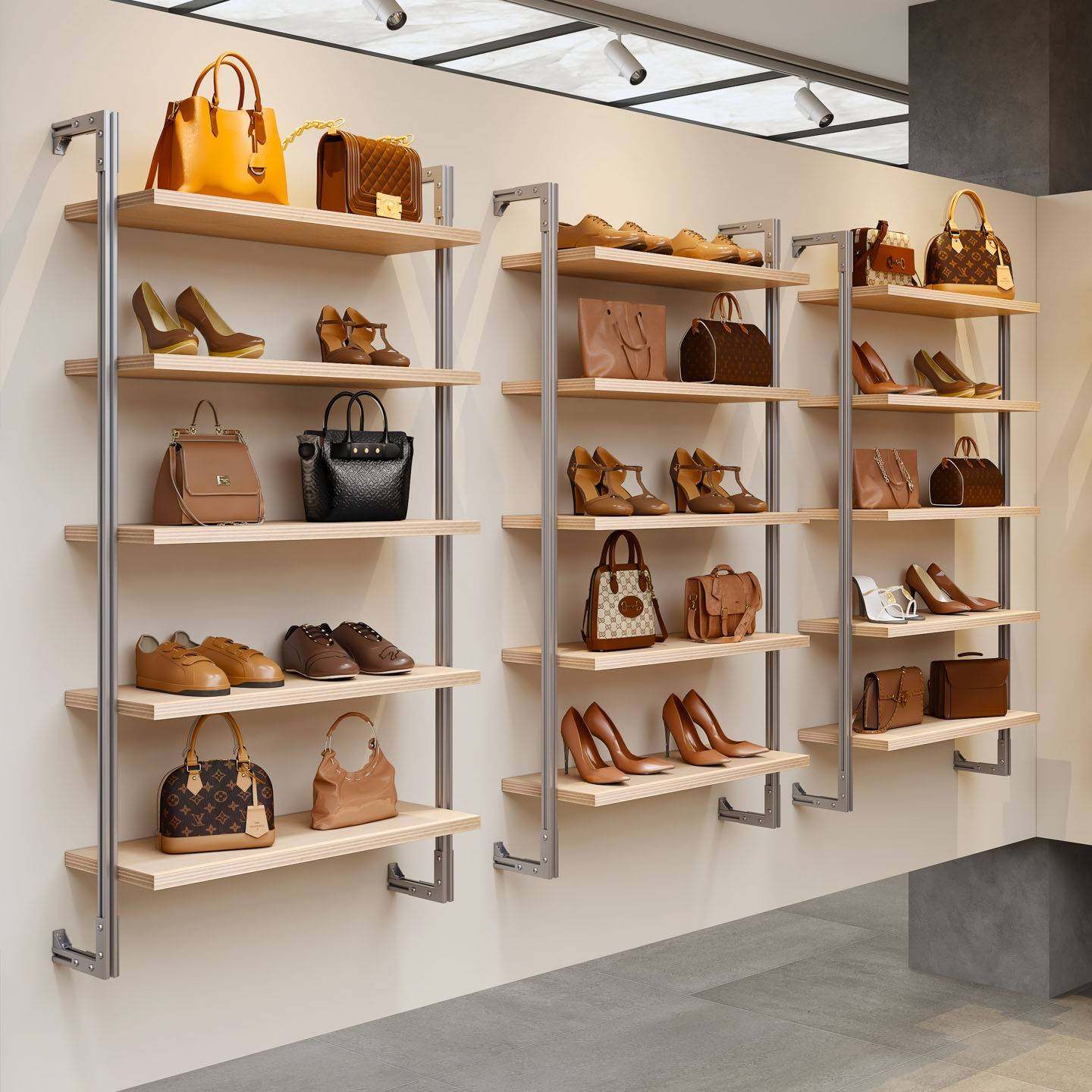 需定制铝型材新款鞋店鞋包架包包展示架陈列架壁挂式多层置物架防,淘宝优惠券,粉丝福利购,淘宝优惠卷