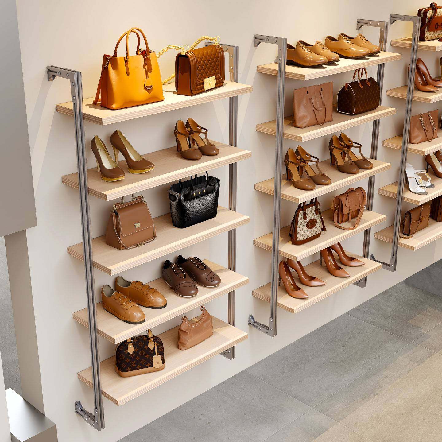 需定制铝型材新款鞋店鞋包架包包展示架陈列架壁挂式多层置物架防,淘宝优惠券,粉丝福利购,淘宝优惠卷